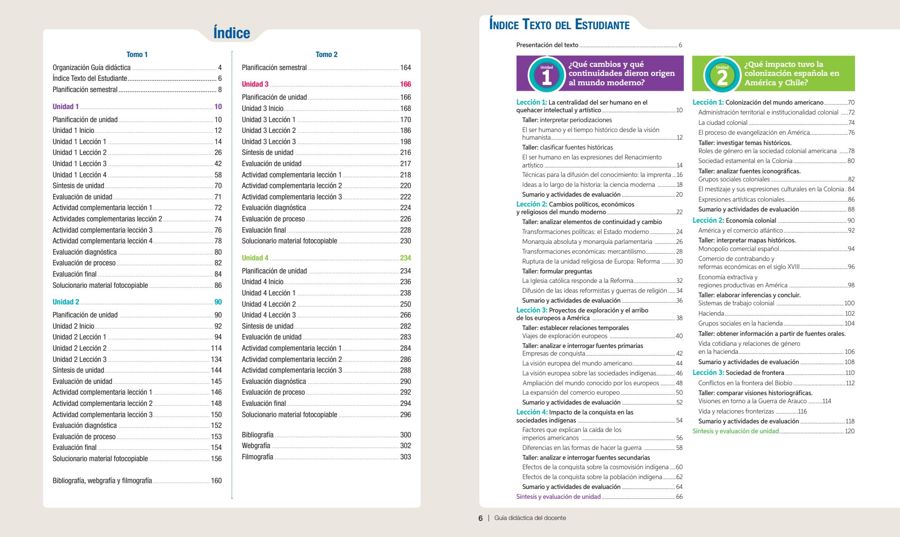 Historia, Geografía y Ciencias Sociales 8vo Básico - Guía Didáctica Tomo 1 (MINEDUC) PDF 3 Índice de Historia, Geografía y Ciencias Sociales 8vo Básico - Guía Didáctica Tomo 1