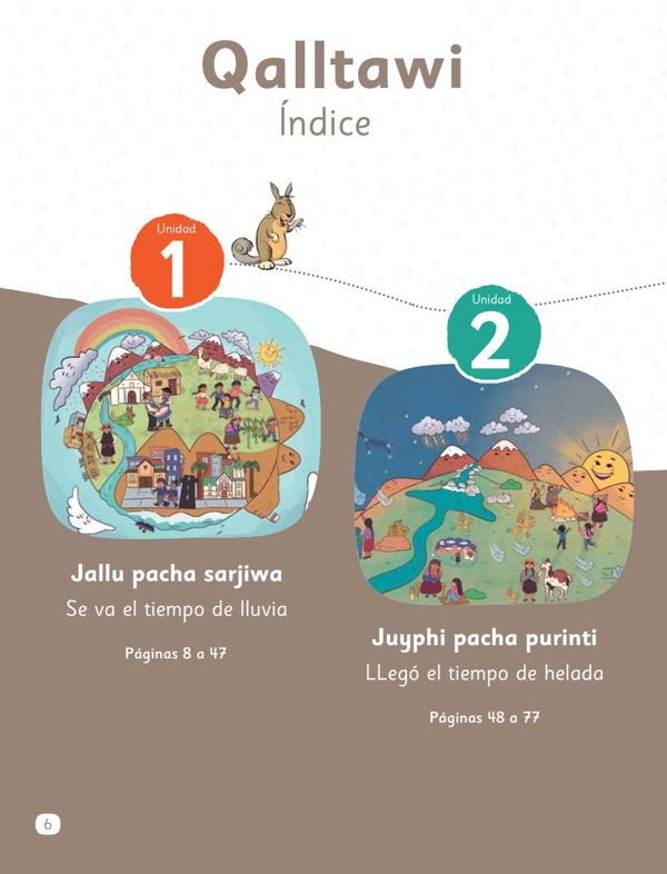 Índice de Pueblo Aymara 1° Básico - Texto del Estudiante