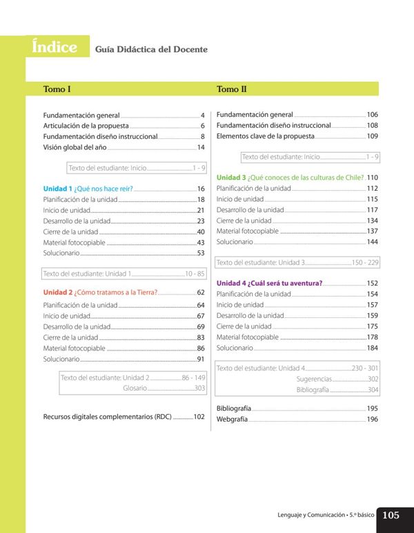 Lenguaje y Comunicación 5to Básico - Guía Didáctica Tomo 2 (MINEDUC) PDF 3 Índice de Lenguaje y Comunicación 5to Básico - Guía Didáctica Tomo 2